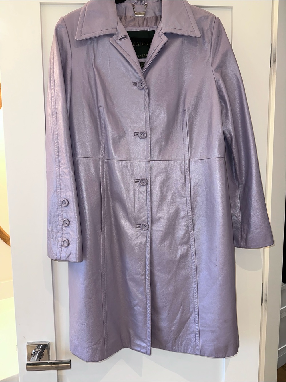Iridescent Lavender Leather Coat - Women’s Jacket